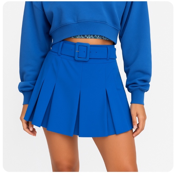 AERIE Real Me Belted Pleated Skort Size Medium Blue - Picture 1 of 9